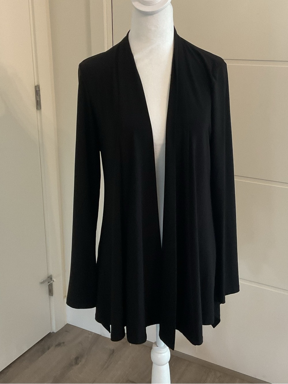 *Frank Lyman Design * Black Draped Open-Front Blazer with Sunburst Pleated Back